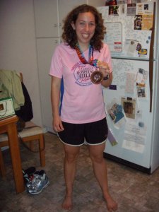Jenny with Finisher Medal Hospital Hill 2010